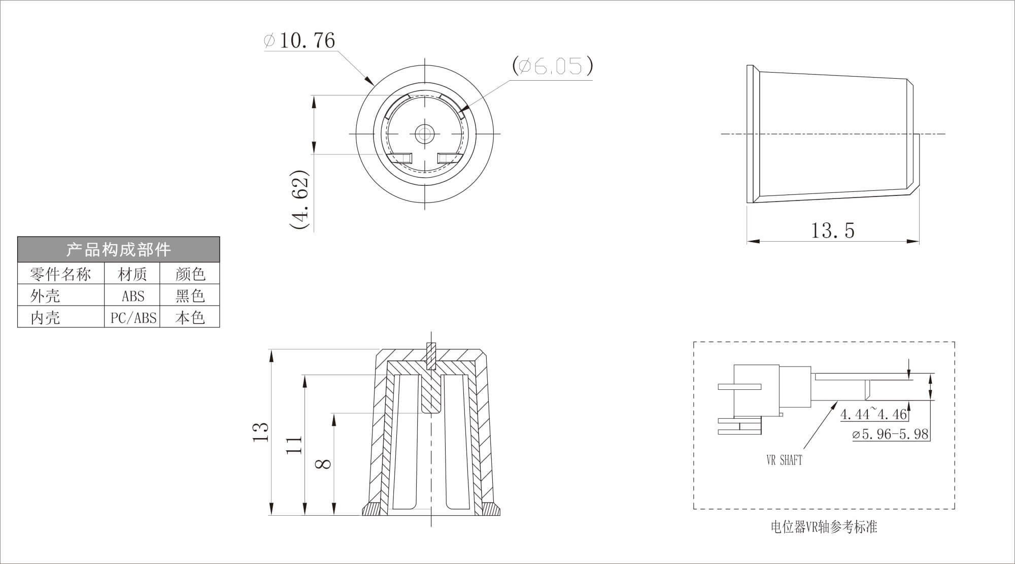 Plastic Two Color Knob X92